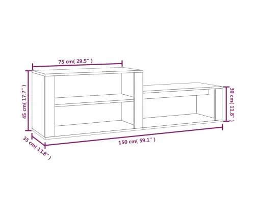Kingakapp, Suitsutatud Tamm, 150 X 35 X 45 cm Tehispuit