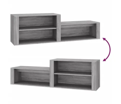 Spintelė Batams, Pilka Ąžuolo, 150X35X45cm Apdirbta Mediena