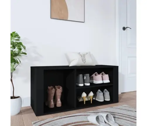 Jalatsikapp, Must, 100 X 35 X 45 cm Tehispuit