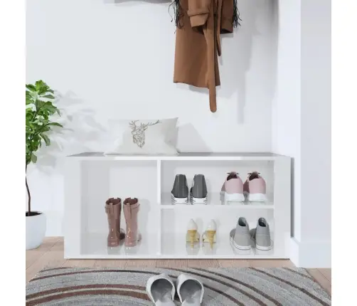 Jalatsikapp, Kõrgläikega Valge, 100 X 35 X 45 cm Tehispuit