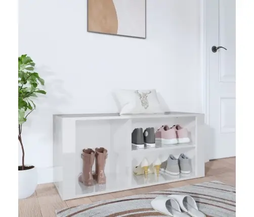 Jalatsikapp, Kõrgläikega Valge, 100 X 35 X 45 cm Tehispuit