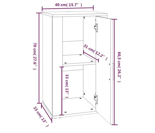 Puhvetkapp, Pruun Tamm, 40 X 33 X 70 cm Tehispuit
