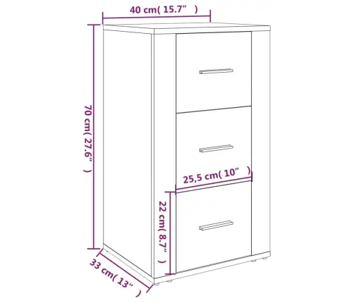Kumode, Ozolkoka Krāsa, 40X33X70 Cm, Inženierijas Koks Vidaxl
