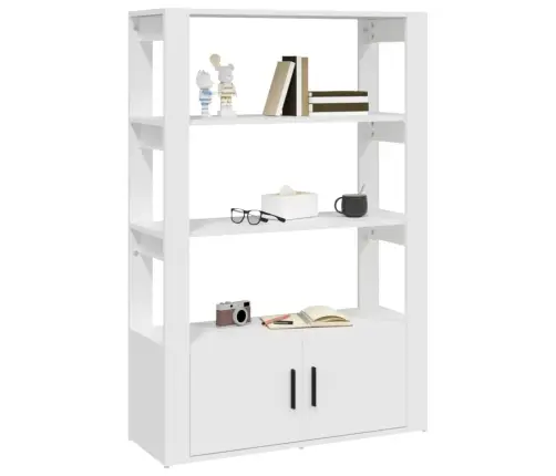 Kumode, Balta, 80X30X119,5 Cm, Inženierijas Koks Vidaxl