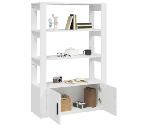 Kumode, Balta, 80X30X119,5 Cm, Inženierijas Koks Vidaxl