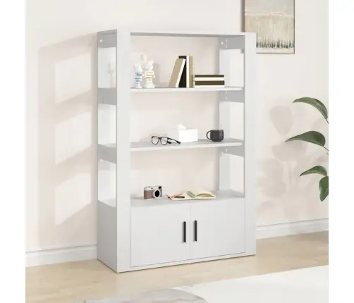 Kumode, Balta, 80X30X119,5 Cm, Inženierijas Koks Vidaxl