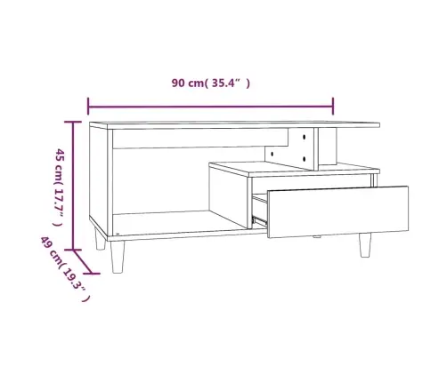 Kafijas Galdiņš, Betona Pelēks, 90X49X45 Cm, Inženierijas Koks Vidaxl