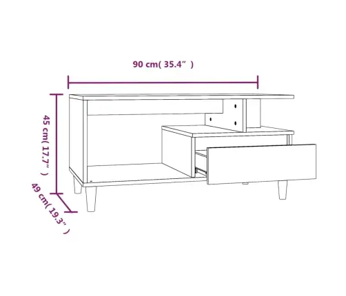 Kohvilaud, Pruun Tamm, 90X49X45 cm Tehispuit Kohvilaud, Pruun Tamm, 90X49X45 cm Tehispuit