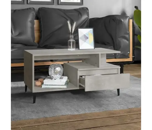 Kafijas Galdiņš, Betona Pelēks, 90X49X45 Cm, Inženierijas Koks Vidaxl