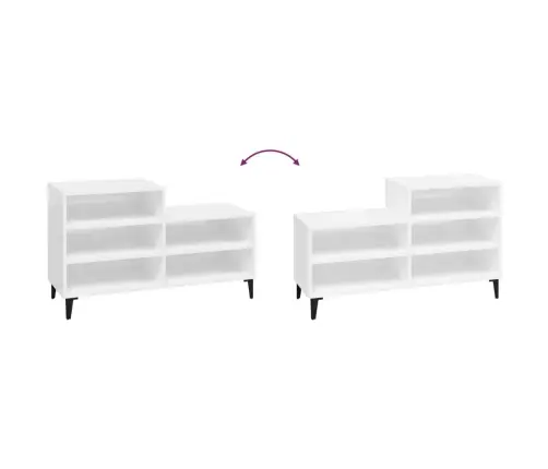 Apavu Plaukts, Spīdīgi Balts, 102X36X60 Cm, Inženierijas Koks Vidaxl