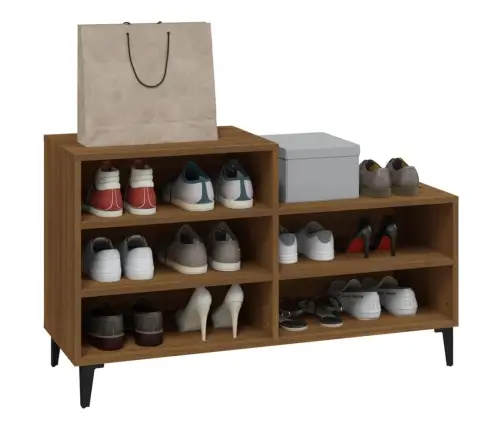 Apavu Plaukts, Brūna Ozolkoka, 102X36X60 Cm, Inženierijas Koks Vidaxl