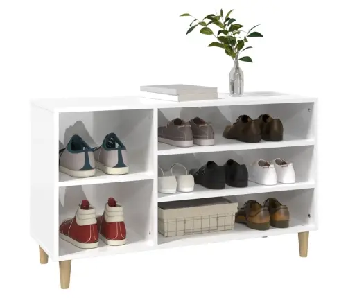 Apavu Plaukts, Spīdīgi Balts, 102X36X60 Cm, Inženierijas Koks Vidaxl