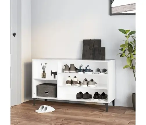 Apavu Plaukts, Spīdīgi Balts, 102X36X60 Cm, Inženierijas Koks Vidaxl