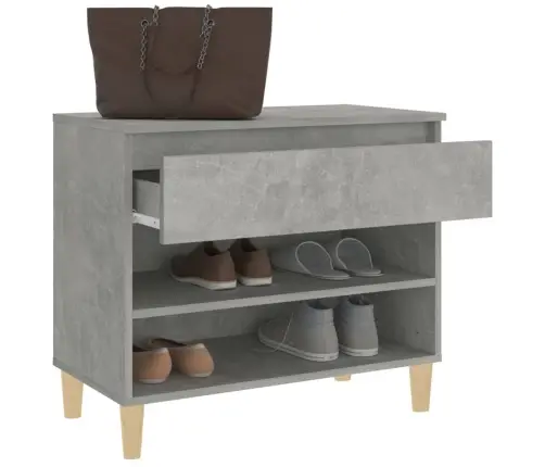 Apavu Plaukts, Betona Pelēks, 70X36X60 Cm, Inženierijas Koks Vidaxl