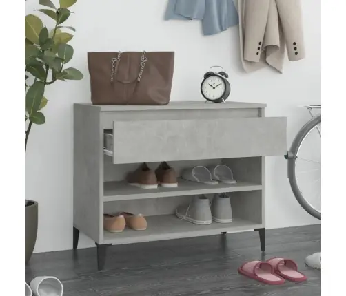 Apavu Plaukts, Betona Pelēks, 70X36X60 Cm, Inženierijas Koks Vidaxl