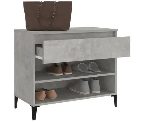 Apavu Plaukts, Betona Pelēks, 70X36X60 Cm, Inženierijas Koks Vidaxl