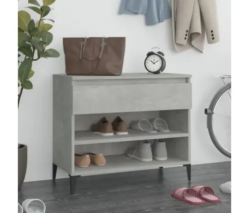 Apavu Plaukts, Betona Pelēks, 70X36X60 Cm, Inženierijas Koks Vidaxl