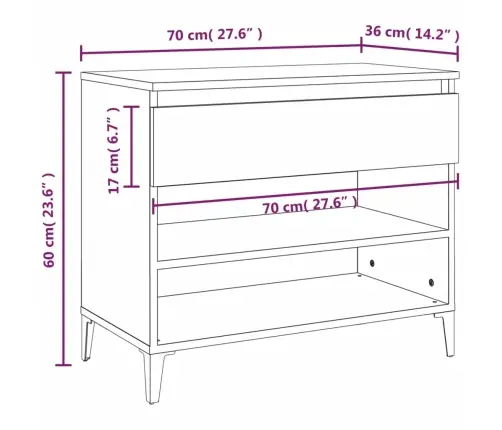 Spintelė Batams, Dūminio Ąžuolo, 70X36X60cm Apdirbta Mediena