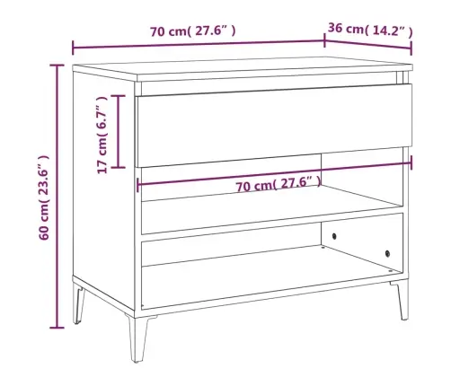 Spintelė Batams, Pilka Ąžuolo, 70X36X60cm Apdirbta Mediena