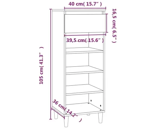 Jalatsikapp, Valge, 40 X 36 X 105 cm Tehispuit