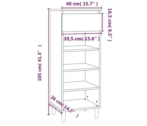 Spintelė Batams, Pilka Ąžuolo, 40X36X105cm Apdirbta Mediena
