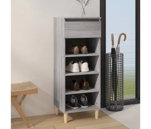 Spintelė Batams, Pilka Ąžuolo, 40X36X105cm Apdirbta Mediena