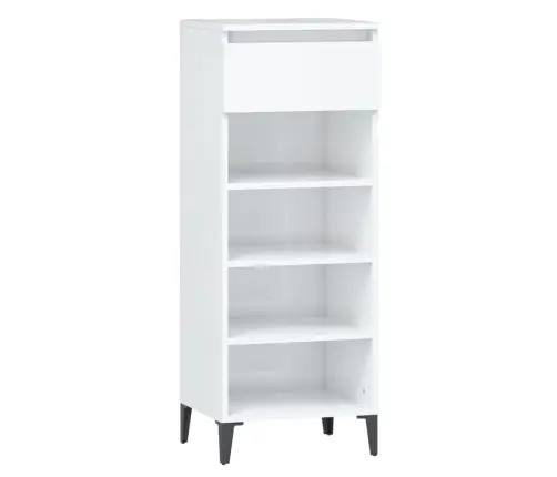 Apavu Plaukts, Spīdīgi Balts, 40X36X105 Cm, Inženierijas Koks Vidaxl