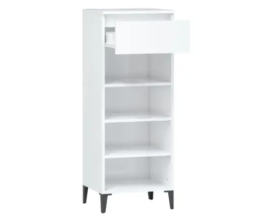 Apavu Plaukts, Spīdīgi Balts, 40X36X105 Cm, Inženierijas Koks Vidaxl