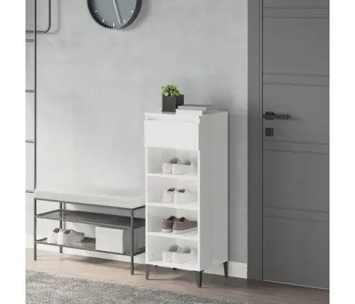 Apavu Plaukts, Spīdīgi Balts, 40X36X105 Cm, Inženierijas Koks Vidaxl