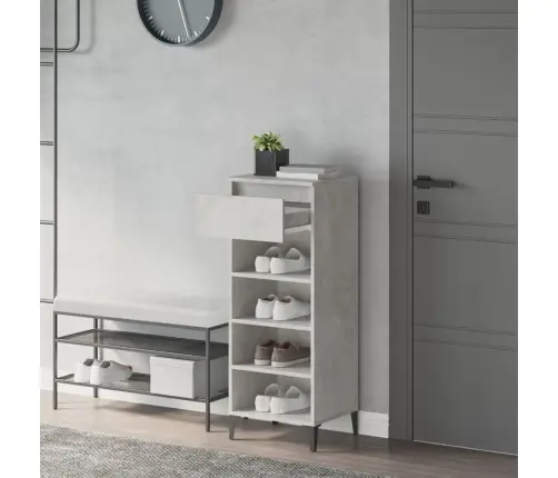 Apavu Plaukts, Betona Pelēks, 40X36X105 Cm, Inženierijas Koks Vidaxl