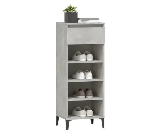 Apavu Plaukts, Betona Pelēks, 40X36X105 Cm, Inženierijas Koks Vidaxl