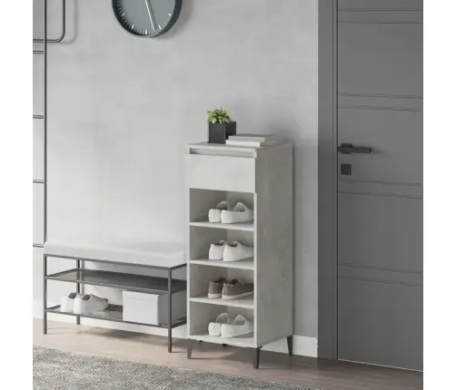 Apavu Plaukts, Betona Pelēks, 40X36X105 Cm, Inženierijas Koks Vidaxl