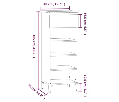 Apavu Plaukts, Ozolkoka Krāsa, 40X36X105 Cm, Inženierijas Koks Vidaxl