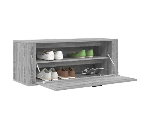 Apavu Plaukts, Pelēka Ozola, 100X35X38 Cm, Inženierijas Koks Vidaxl