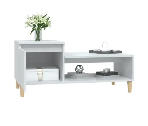 Kafijas Galdiņš, Spīdīgi Balts, 100X50X45 Cm, Inženierijas Koks Vidaxl