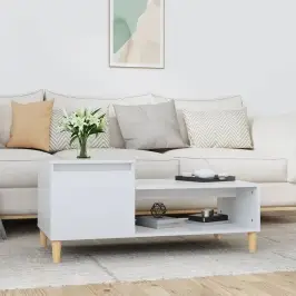 Kohvilaud, Kõrgläikega Valge, 100 X 50 X 45 cm Tehispuit