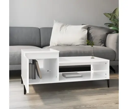 Kafijas Galdiņš, Spīdīgi Balts, 100X50X45 Cm, Inženierijas Koks Vidaxl