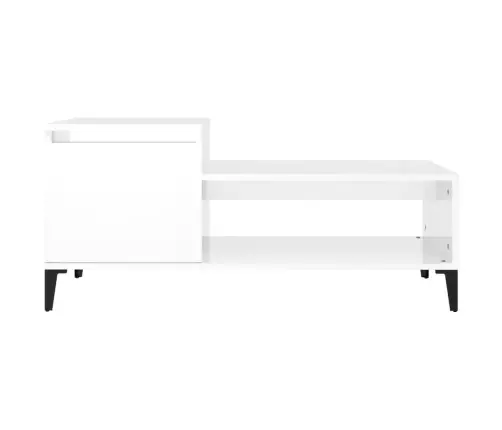 Kafijas Galdiņš, Spīdīgi Balts, 100X50X45 Cm, Inženierijas Koks Vidaxl