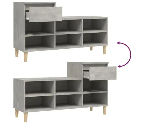 Apavu Plaukts, Betonpelēks, 102X36X60 Cm, Inženierijas Koks Vidaxl