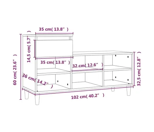 Apavu Plaukts, Betonpelēks, 102X36X60 Cm, Inženierijas Koks Vidaxl