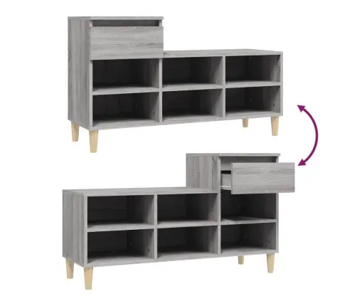 Apavu Plaukts, Pelēcīga Ozolkoka,102X36X60Cm, Inženierijas Koks Vidaxl