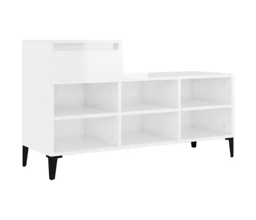 Apavu Plaukts, Spīdīgi Balts, 102X36X60 Cm, Inženierijas Koks Vidaxl