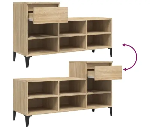 Apavu Plaukts, Ozolkoka Krāsa, 102X36X60 Cm, Inženierijas Koks Vidaxl