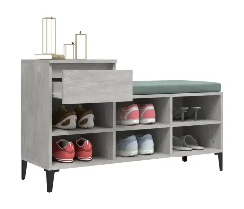 Apavu Plaukts, Betonpelēks, 102X36X60 Cm, Inženierijas Koks Vidaxl