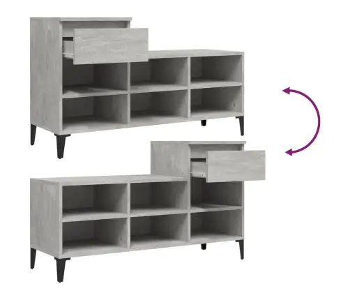 Apavu Plaukts, Betonpelēks, 102X36X60 Cm, Inženierijas Koks Vidaxl