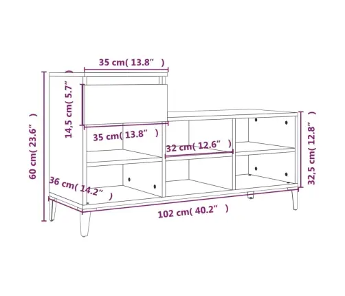 Apavu Plaukts, Betonpelēks, 102X36X60 Cm, Inženierijas Koks Vidaxl