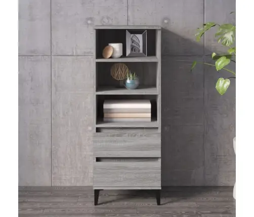 Augstais Skapītis, Pelēcīgs, 40X36X110 Cm, Inženierijas Koks Vidaxl