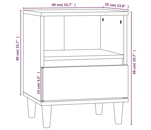 Naktsskapītis, Betona Pelēks, 40X35X50 Cm Vidaxl