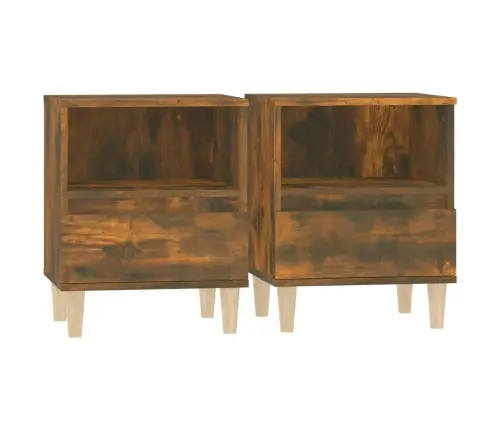 Naktinės Spintelės, 2Vnt., Dūminio Ąžuolo Spalvos, 40X35X50Cm Naktinės Spintelės, 2Vnt., Dūminio Ąžuolo Spalvos, 40X35X50Cm