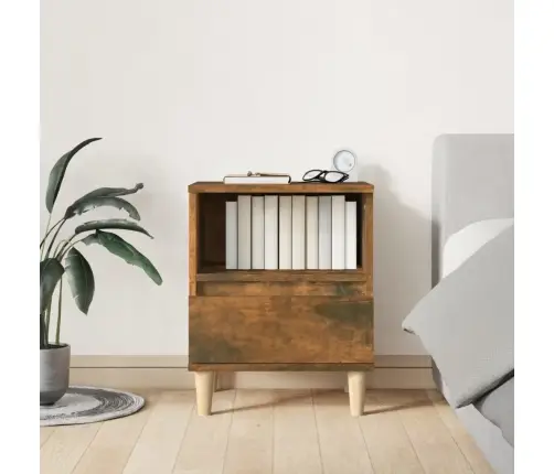 Naktinės Spintelės, 2Vnt., Dūminio Ąžuolo Spalvos, 40X35X50Cm Naktinės Spintelės, 2Vnt., Dūminio Ąžuolo Spalvos, 40X35X50Cm